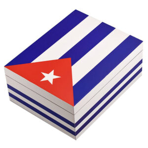 CUBAN FLAG Cigar Humidor - Holds 50 to 75 cigars w/ Hygrometer and Humidifier.
