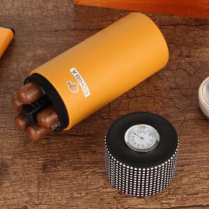 COHIBA Leather Travel Cigar Humidor Tube w/Humidifier Hygrometer - holds 5-8 Cigars