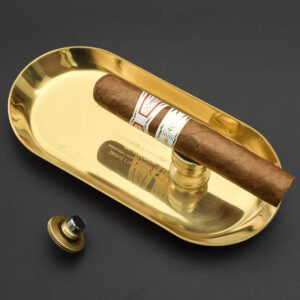 Elite Tray-Style Ashtray Set: Luxury Bronze Base w/ Stainless Steel Cigar Rests - Minimalist Chic & Ultimate Gifting Solution