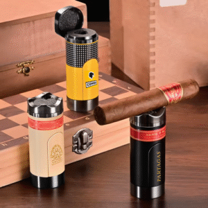 3 Torch Jet Heavy Duty Cigar lighter with Gift Box, Cigar rest & Punch - 6 Cuban Cigar logo brands.
