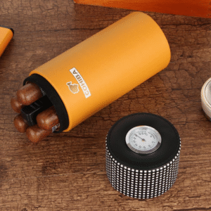 Cohiba Leather Travel Cigar Humidor Tube w/Humidifier Hygrometer - holds 5-8 Cigars