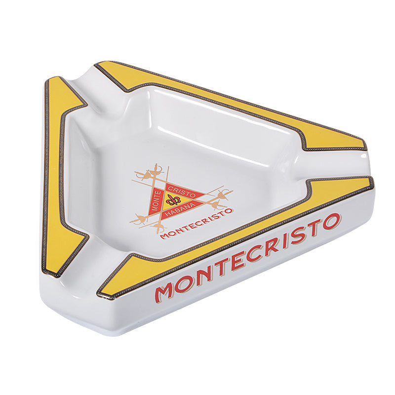MONTECRISTO Ceramic 3 Cigar Triangular Ashtray - Vintage Replica